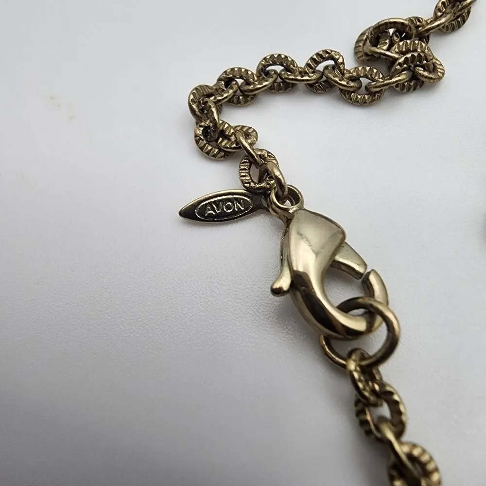 Vintage Avon Orange & Gold Tone Necklace